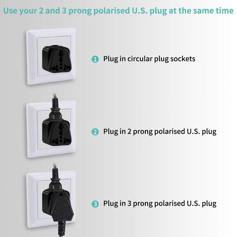 US to UK Power Plug Adapter, UROPHYLLA Type G Outlet Travel Power Adapter Plug for UK, Ireland, London, Hong Kong, Scotland, England, Dublin, Singapore - 3 Pack & Grounded 2 in 1 [Black]