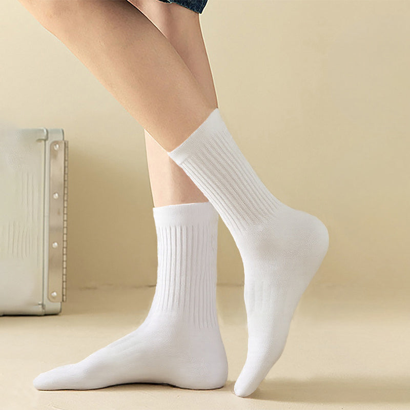 Mid-Calf Socks - 10-Pair Pack - Women's Socks - Men's Socks - Striped Socks - Solid Color Socks - Sports Socks
