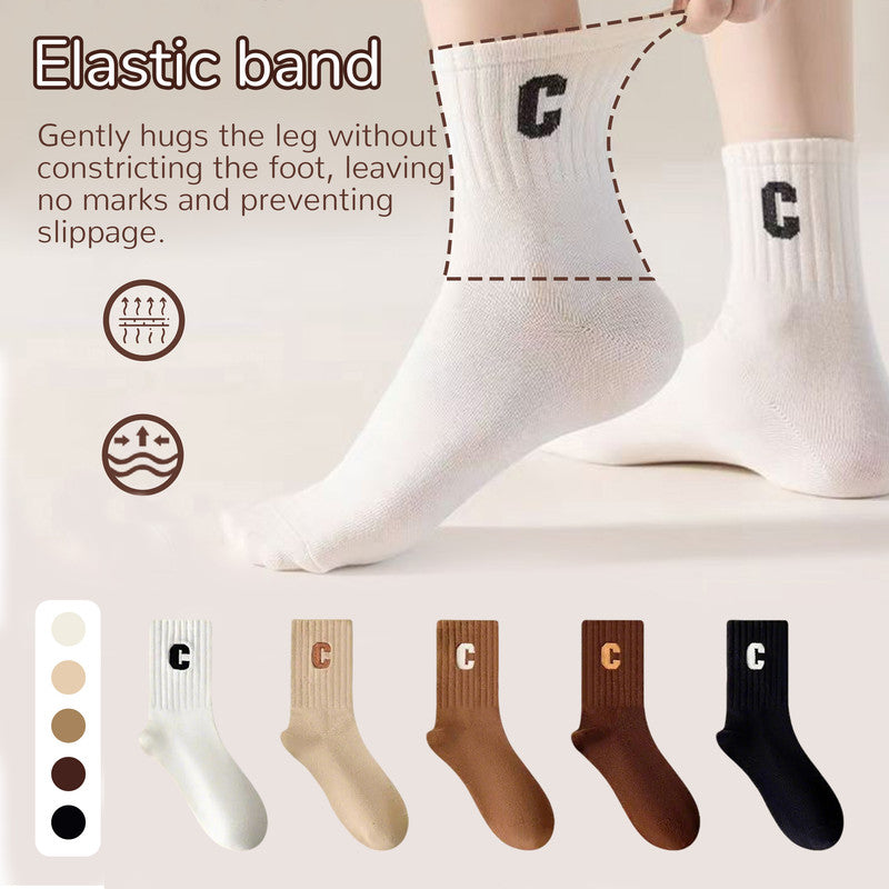 Socks - 10-Pack Women's Socks - Women's Athletic Socks - Soft - Breathable - Casual Socks - Fashionable Instagram-Style - All-Season - One-Size-Fits-All Women's Socks - Simple Letter Print - Women's Ankle Socks