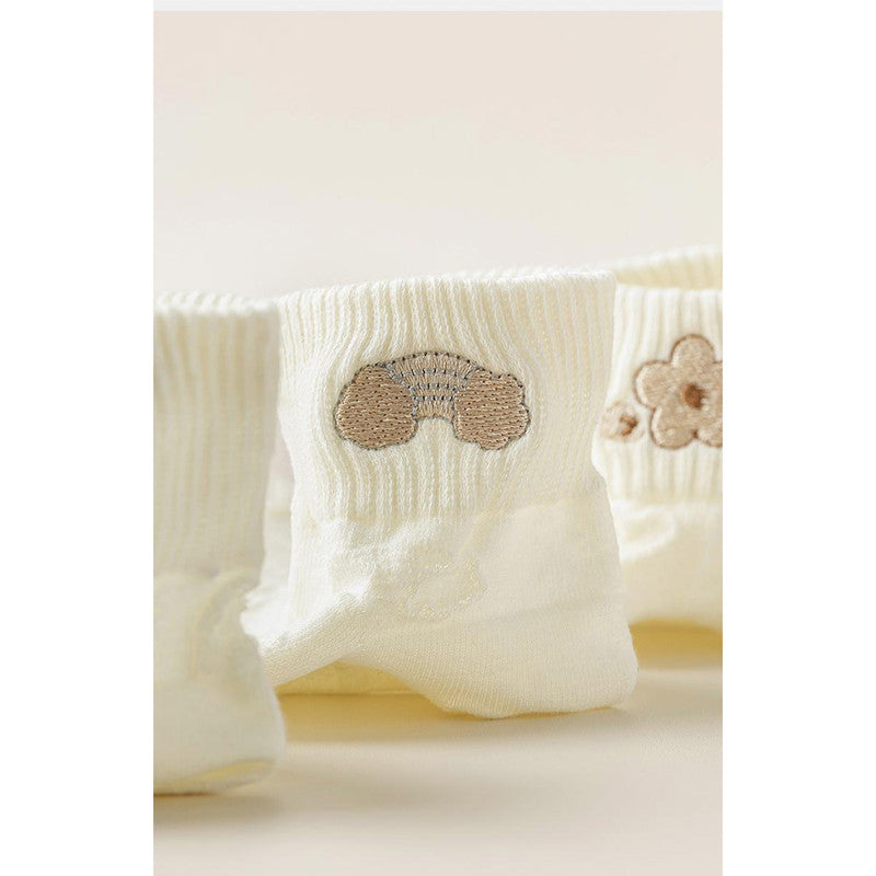 5-Pair White Series Ankle Socks, Women's Cute Socks - Printed Socks - House Socks - Casual Socks.