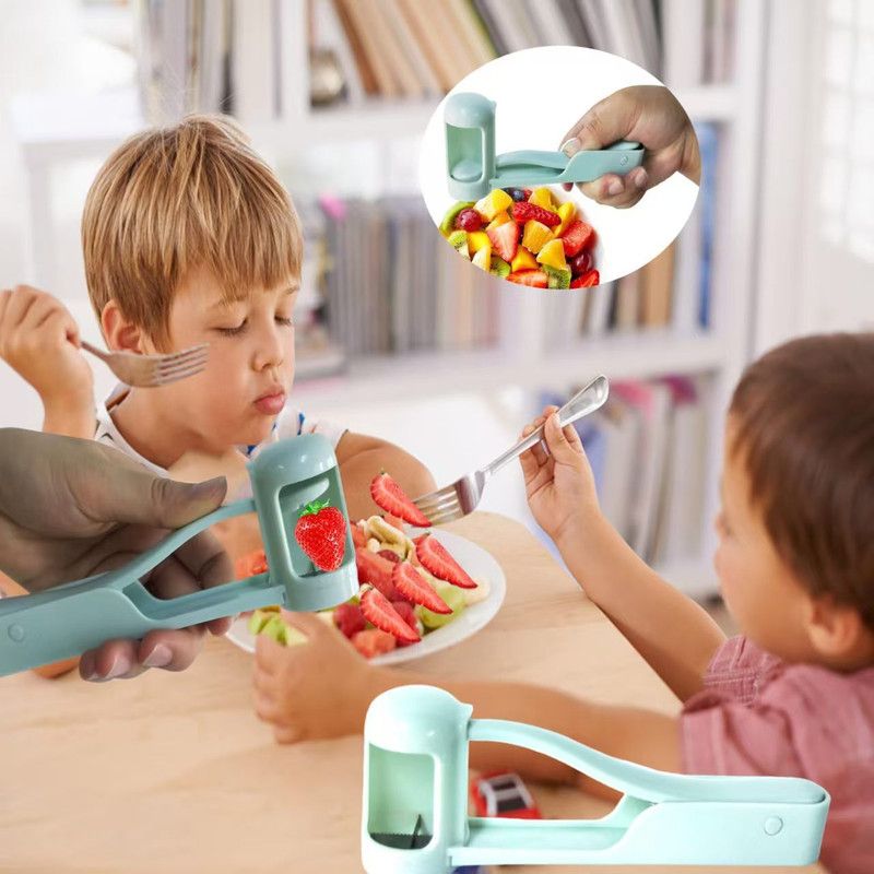 One Hand Fruit Slicer Corer Cutter Tool, Multi Blade Quick Fruit Wedge Cutter, Portable Handheld Fruit Divider for Apple Pear-blue