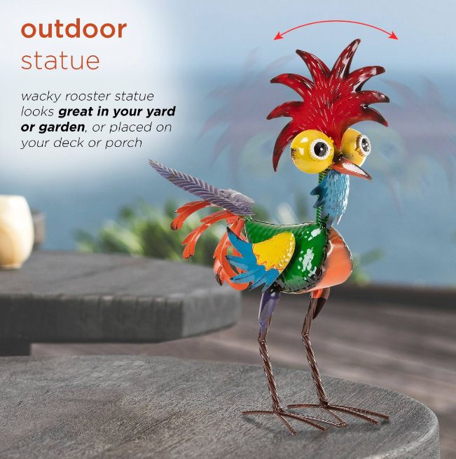 hanksgiving Rooster Garden Statue – Rustic Outdoor Yard Decor