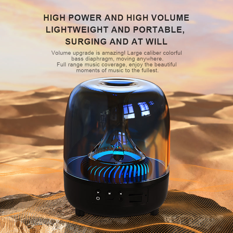 Portable Wireless Speaker with 12D Surround Bass, RGB Water Ripple Ambient Light, wireless 5.3, Hands-Free Calling, Wireless Speaker for Home, Outdoor, Party, Compatible with iPhone, Android, Laptop，Grey