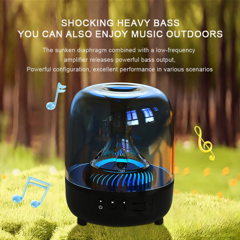 Portable Wireless Speaker with 12D Surround Bass, RGB Water Ripple Ambient Light, wireless 5.3, Hands-Free Calling, Wireless Speaker for Home, Outdoor, Party, Compatible with iPhone, Android, Laptop, Red