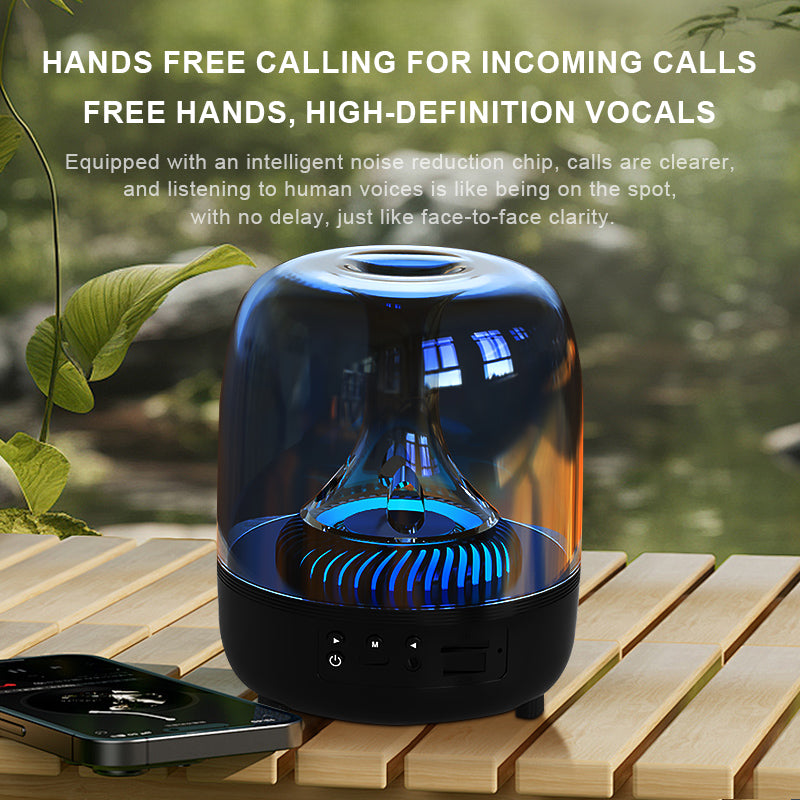 Portable Wireless Speaker with 12D Surround Bass, RGB Water Ripple Ambient Light, wireless 5.3, Hands-Free Calling, Wireless Speaker for Home, Outdoor, Party, Compatible with iPhone, Android, Laptop, Red