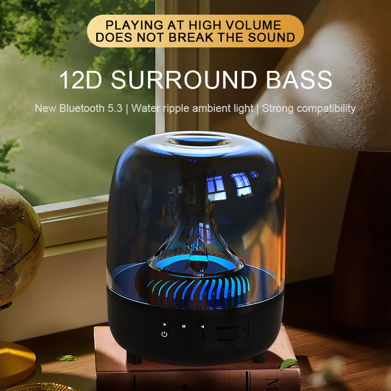 Portable Wireless Speaker with 12D Surround Bass, RGB Water Ripple Ambient Light, wireless 5.3, Hands-Free Calling, Wireless Speaker for Home, Outdoor, Party, Compatible with iPhone, Android, Laptop，Blue