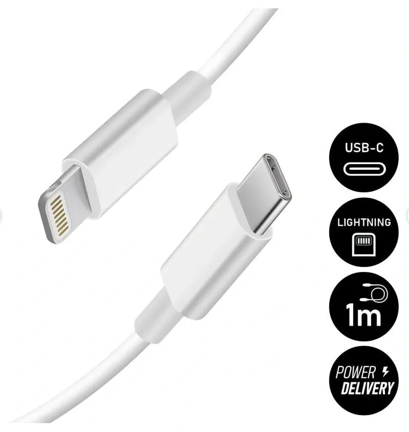 20W USB-C Fast Charger with 1m Lightning Cable - White, Compatible with iPhone 11/12/13/14/X