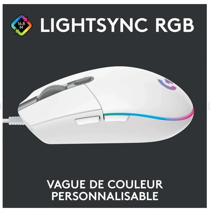 Logitech G203 LIGHTSYNC Wired Gaming Mouse - White