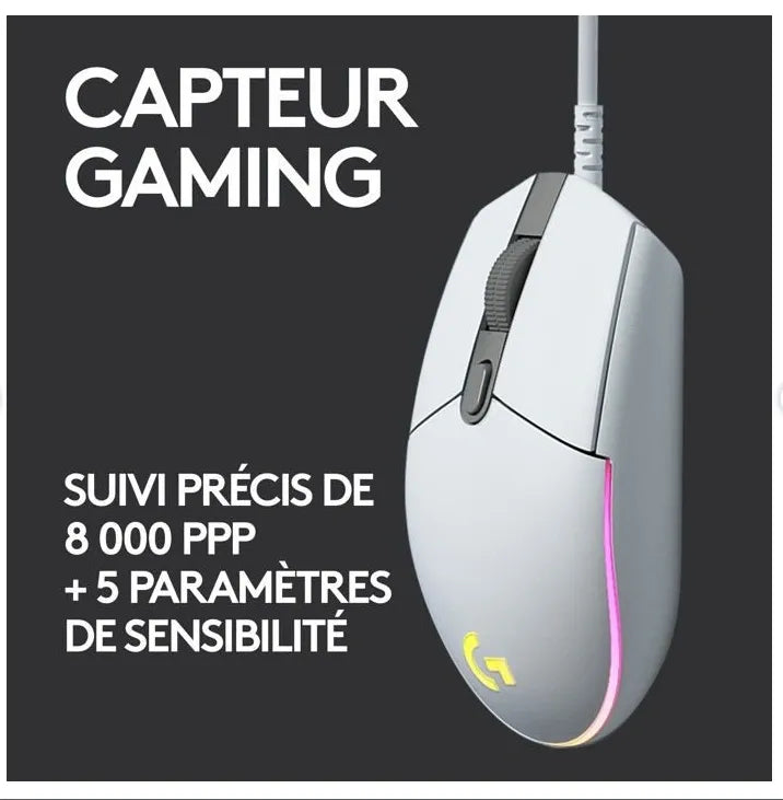 Logitech G203 LIGHTSYNC Wired Gaming Mouse - White