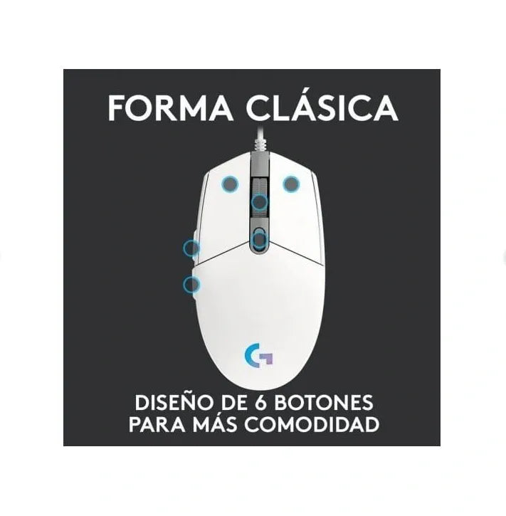 Logitech G203 LIGHTSYNC Wired Gaming Mouse - White