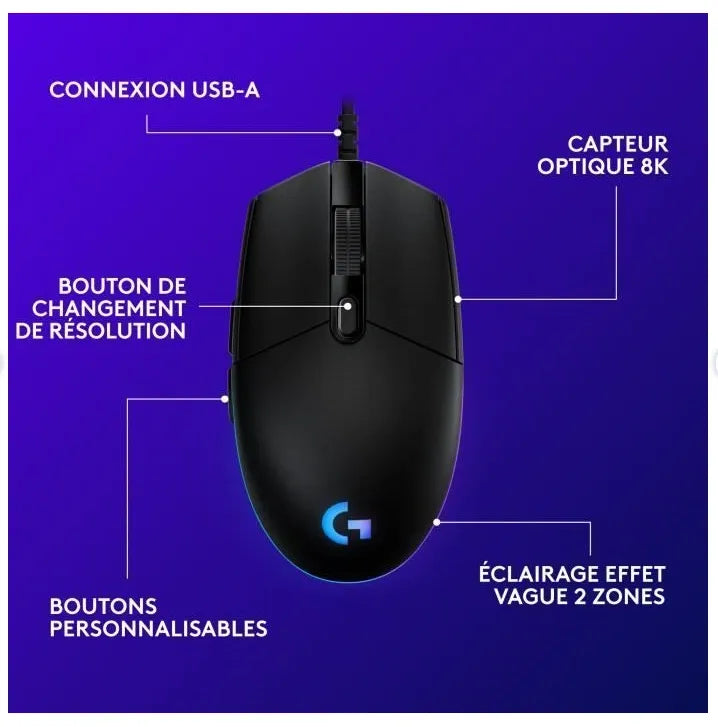 Logitech G203 LIGHTSYNC Wired Gaming Mouse - Black