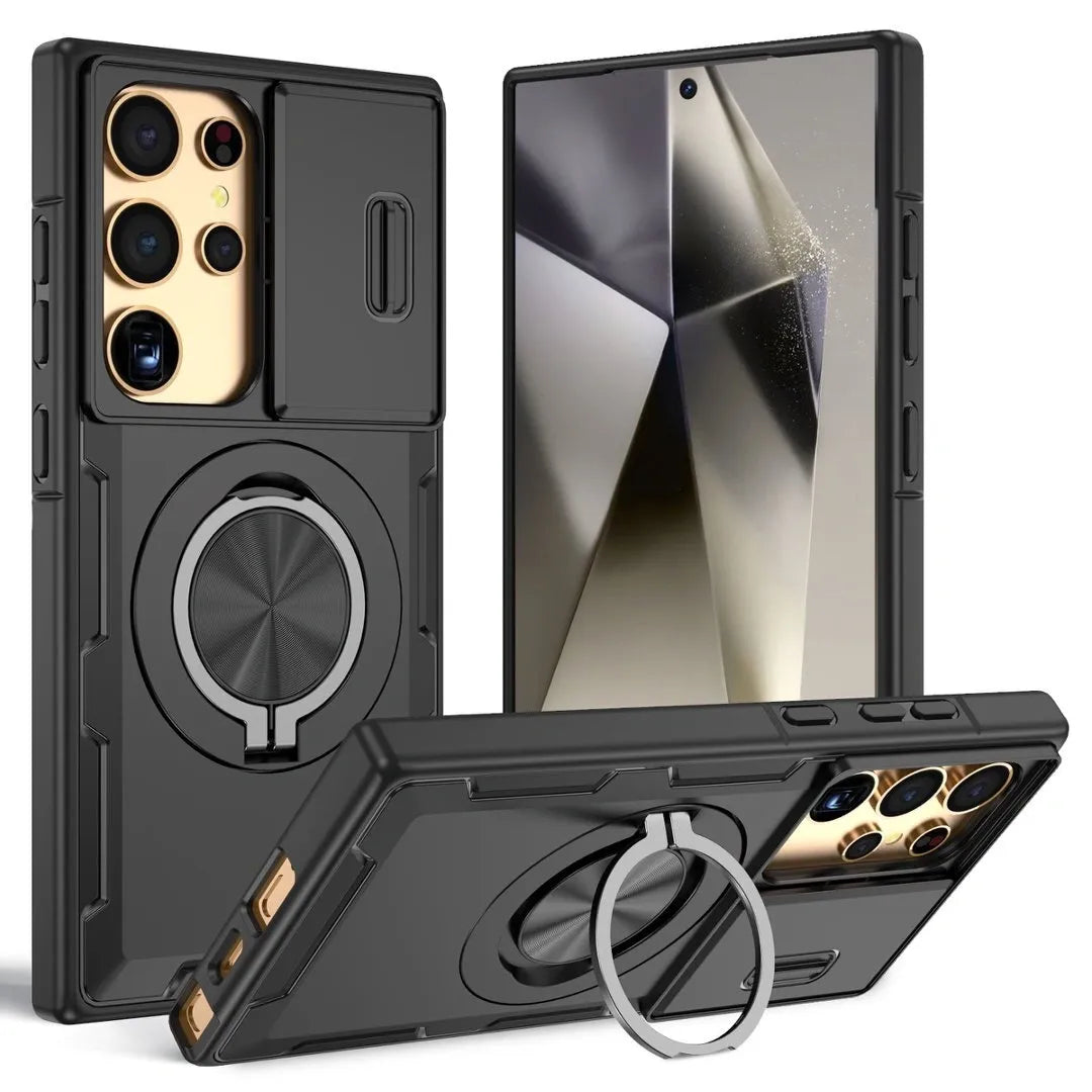 2-in-1 Magnetic Sliding Lens Case, Black for Samsung S25Ultra