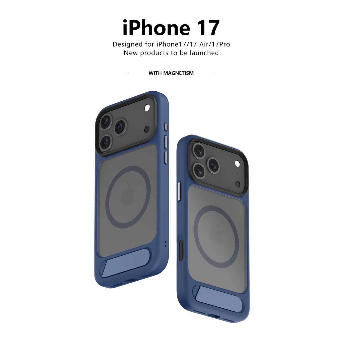 MagSafe Case for iPhone 17 Pro - Blue Matte Shockproof Cover with Hidden Kickstand