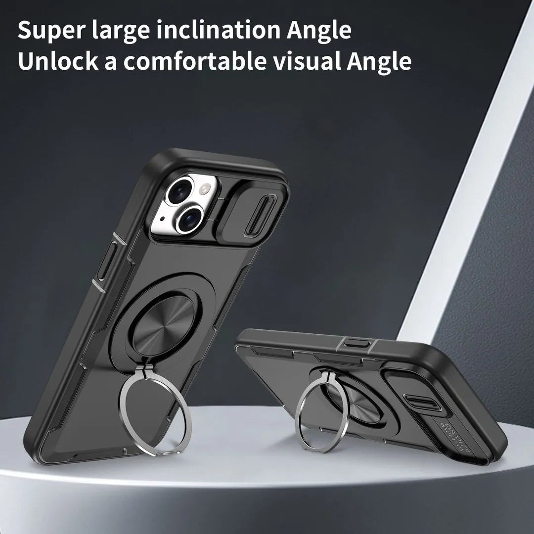 2-in-1 Magnetic Sliding Lens Case, Black for iPhone 15 Plus