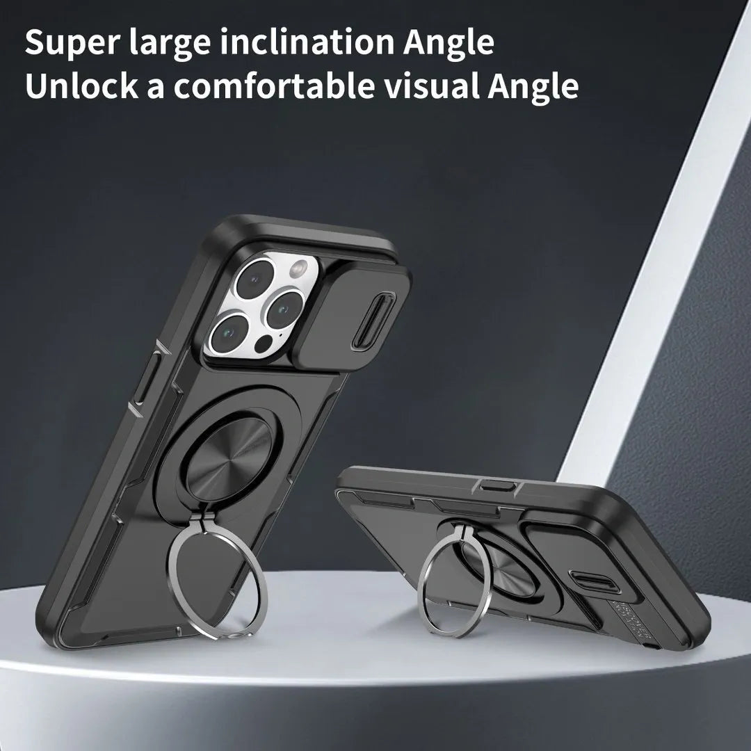 2-in-1 Magnetic Sliding Lens Case, Black for iPhone 15 Pro