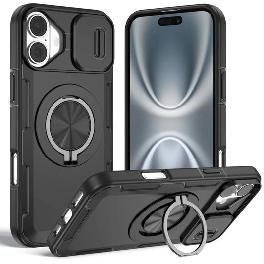 2-in-1 Magnetic Sliding Lens Case, Black for iPhone 16 Plus