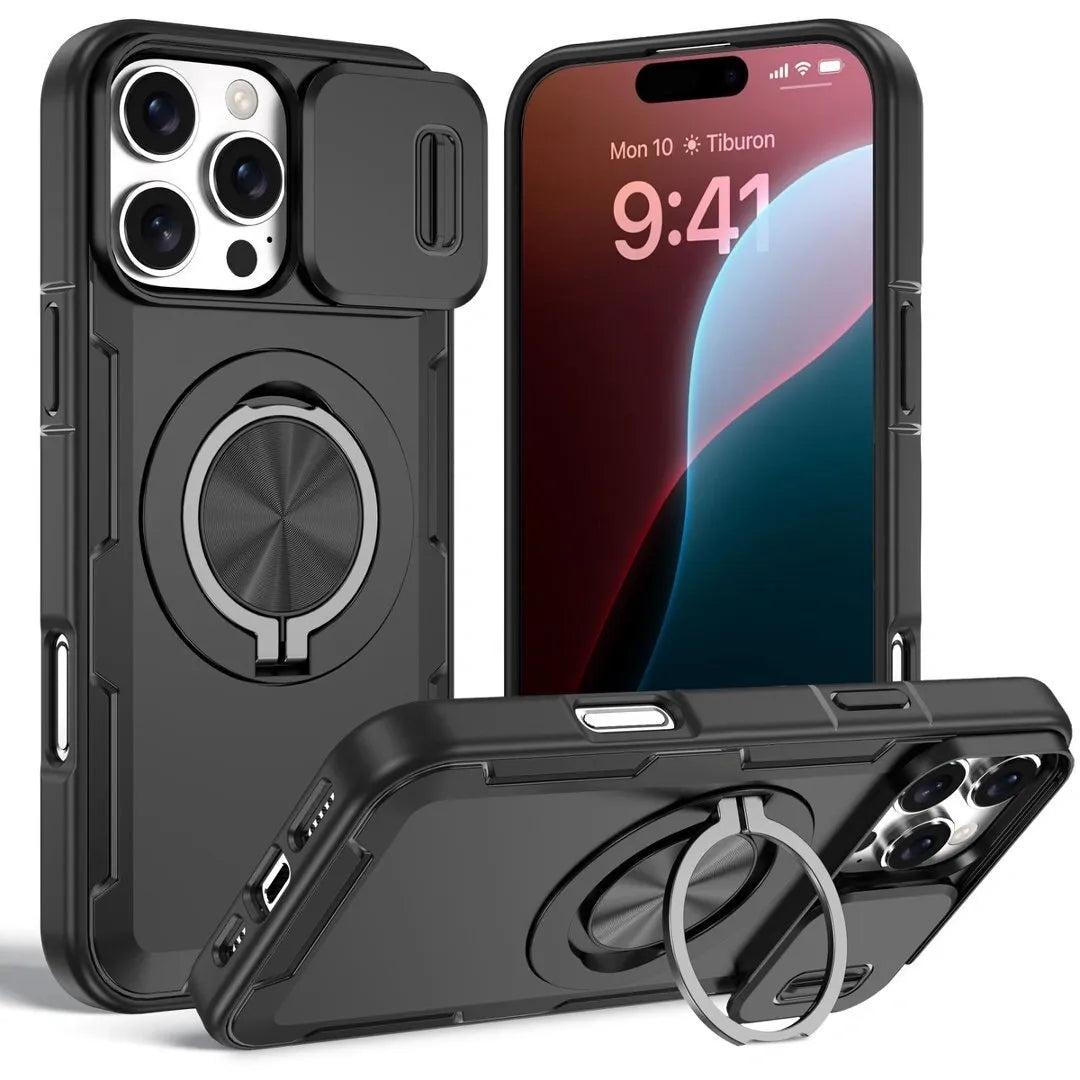 2-in-1 Magnetic Sliding Lens Case, Black for iPhone 16 Pro Max