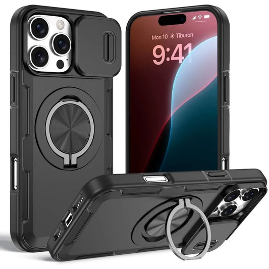 2-in-1 Magnetic Sliding Lens Case, Black for iPhone 16 Pro