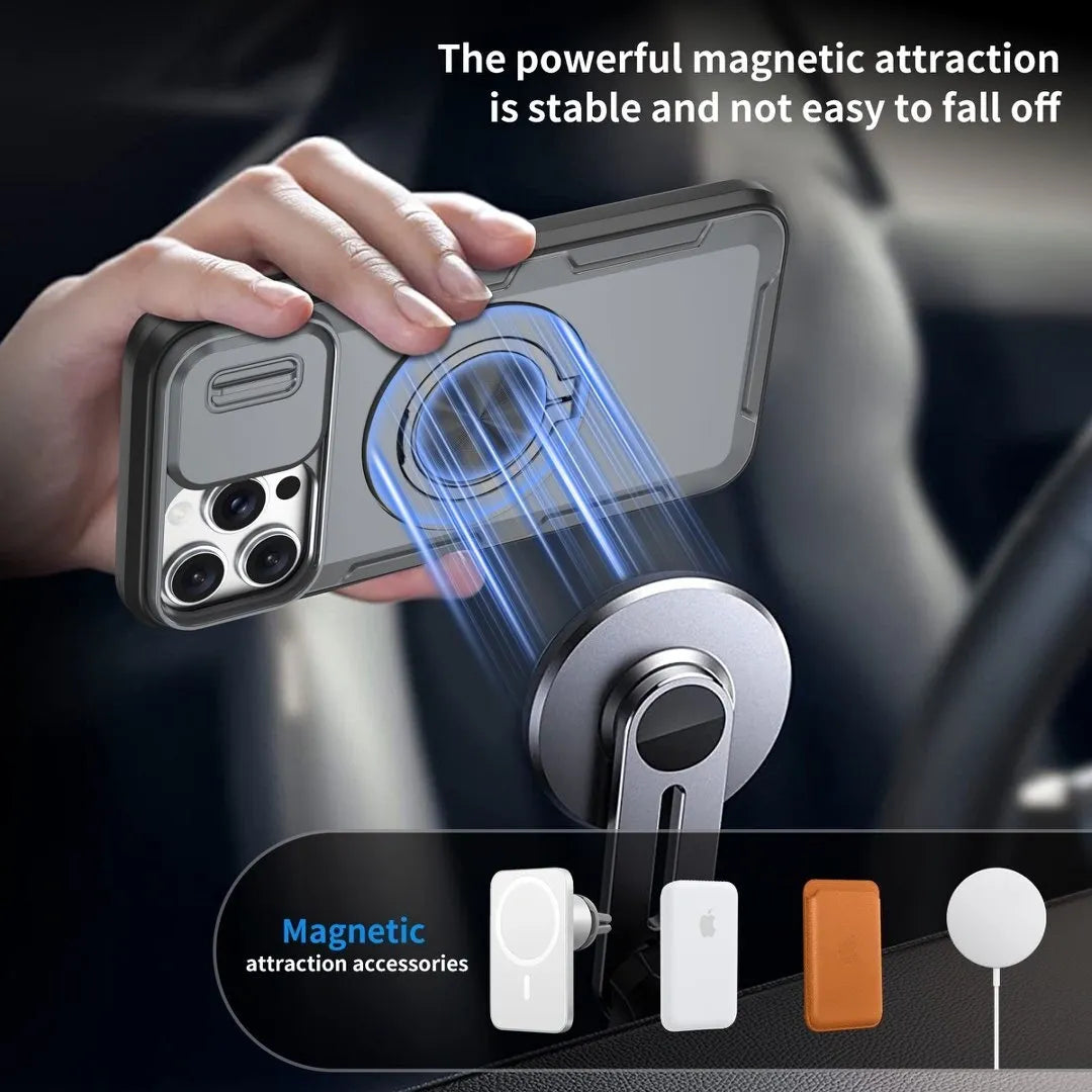 2-in-1 Magnetic Sliding Lens Case, Grey for iPhone 13 Pro