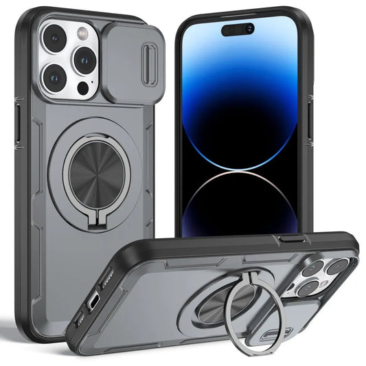 2-in-1 Magnetic Sliding Lens Case, Grey for iPhone 15 Pro