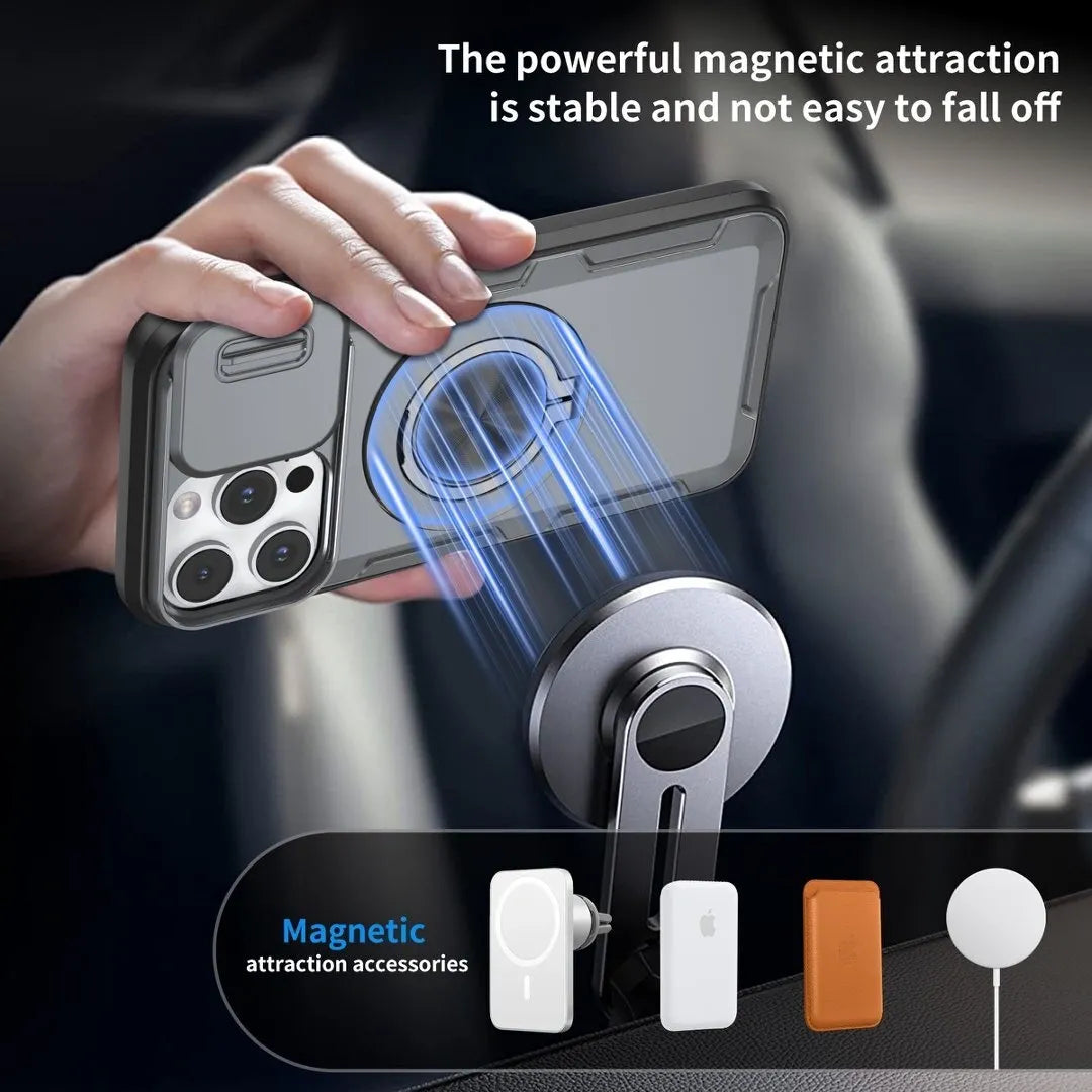 2-in-1 Magnetic Sliding Lens Case, Grey for iPhone 15 Pro