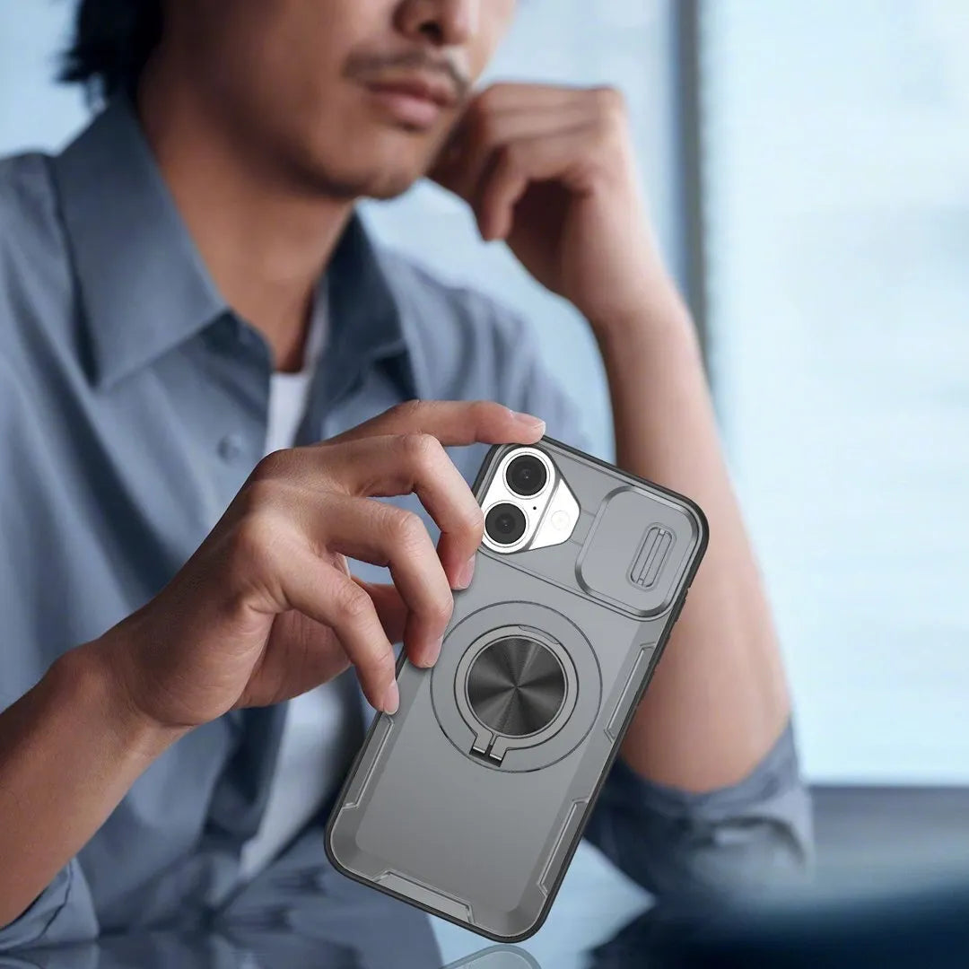 2-in-1 Magnetic Sliding Lens Case, Grey for iPhone 17