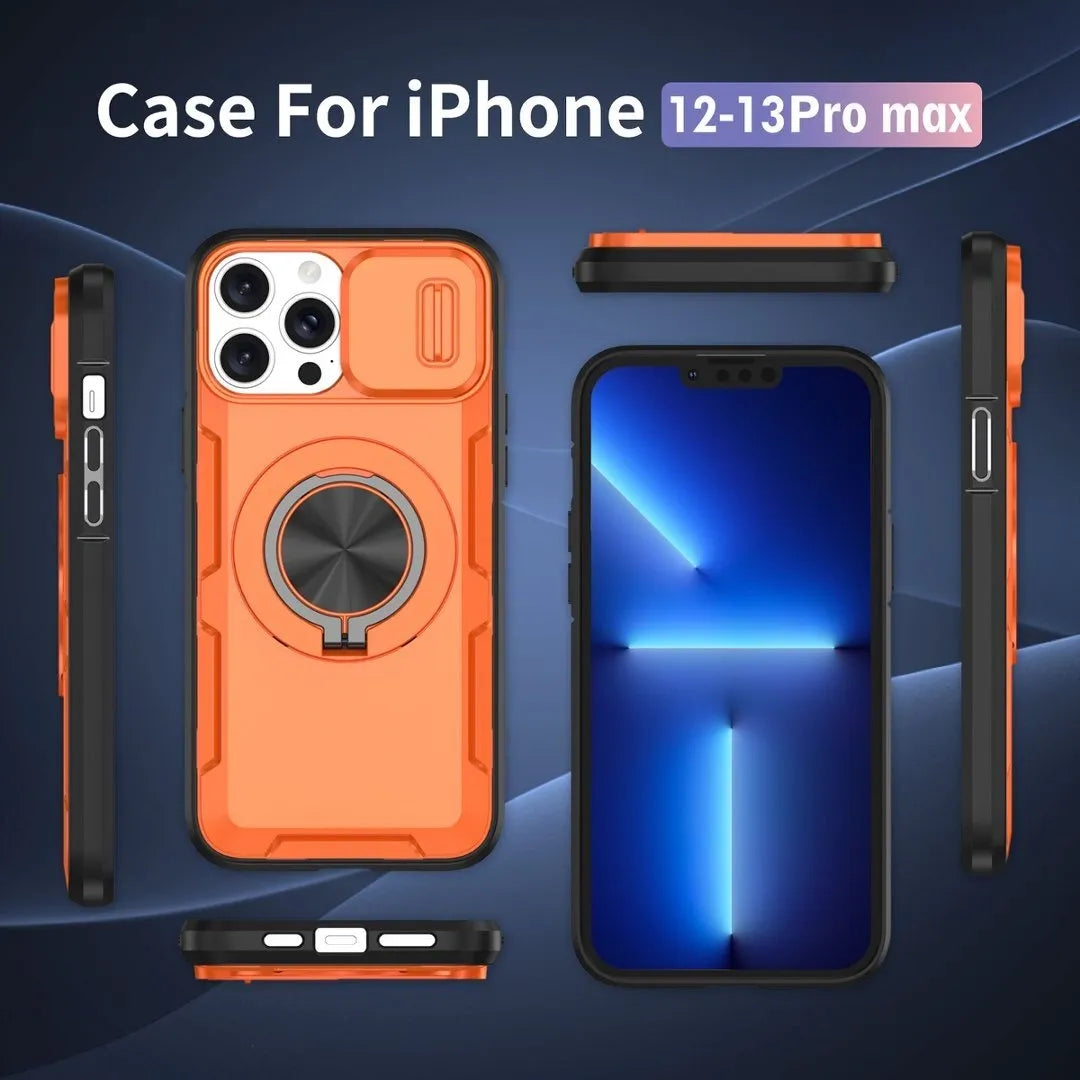 2-in-1 Magnetic Sliding Lens Case, Orange for iPhone 13 Pro Max