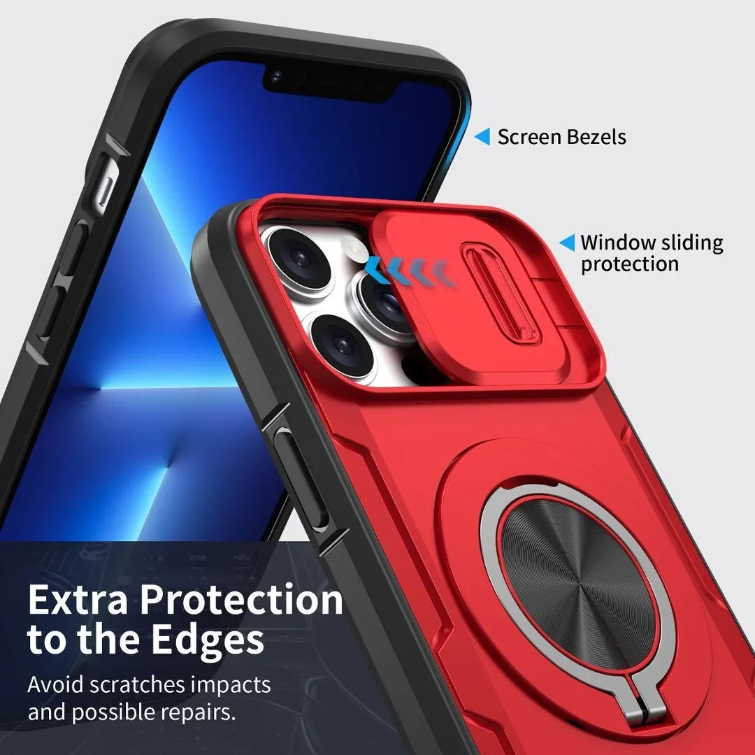 2-in-1 Magnetic Sliding Lens Case, Red for iPhone 12 Pro Max