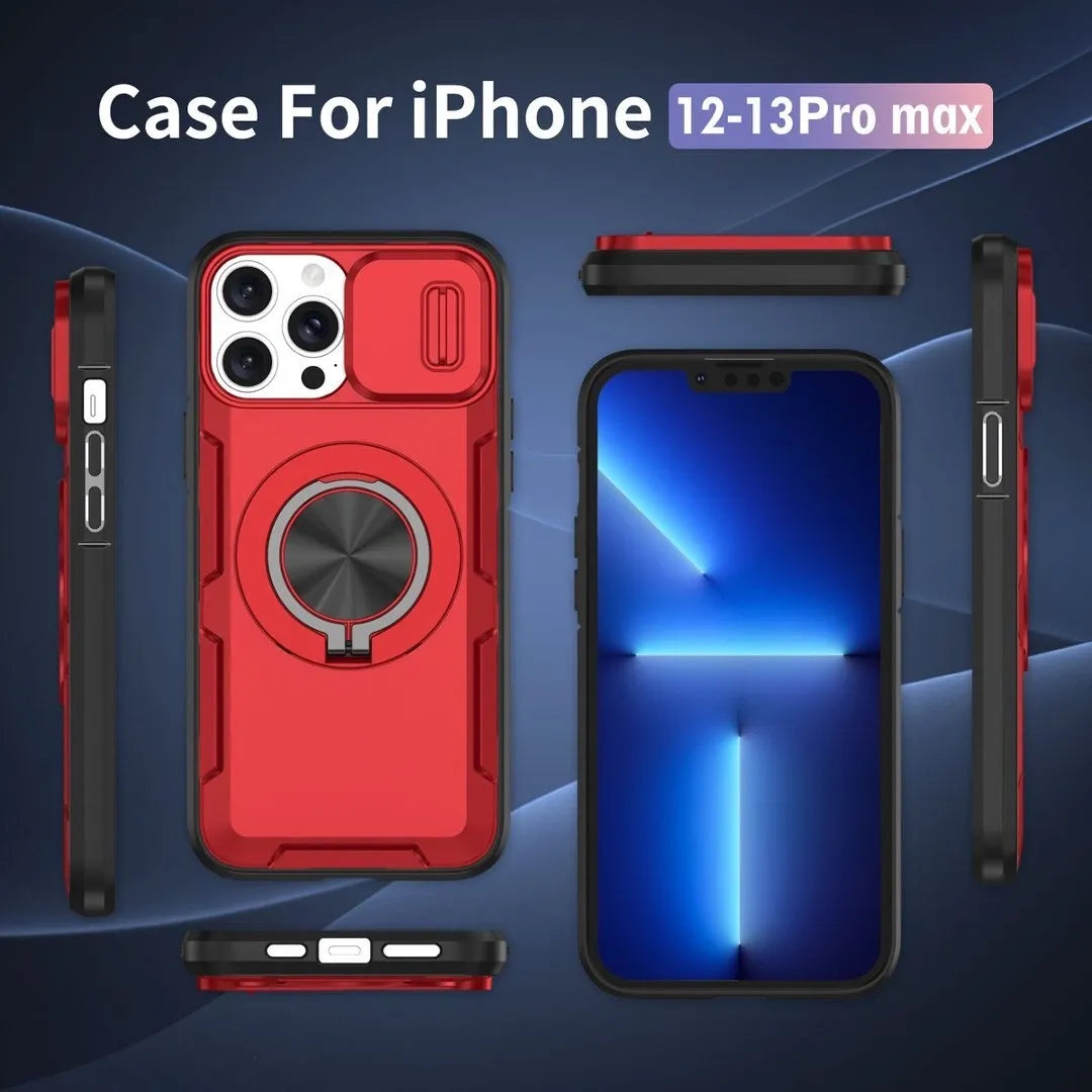 2-in-1 Magnetic Sliding Lens Case, Red for iPhone 12 Pro
