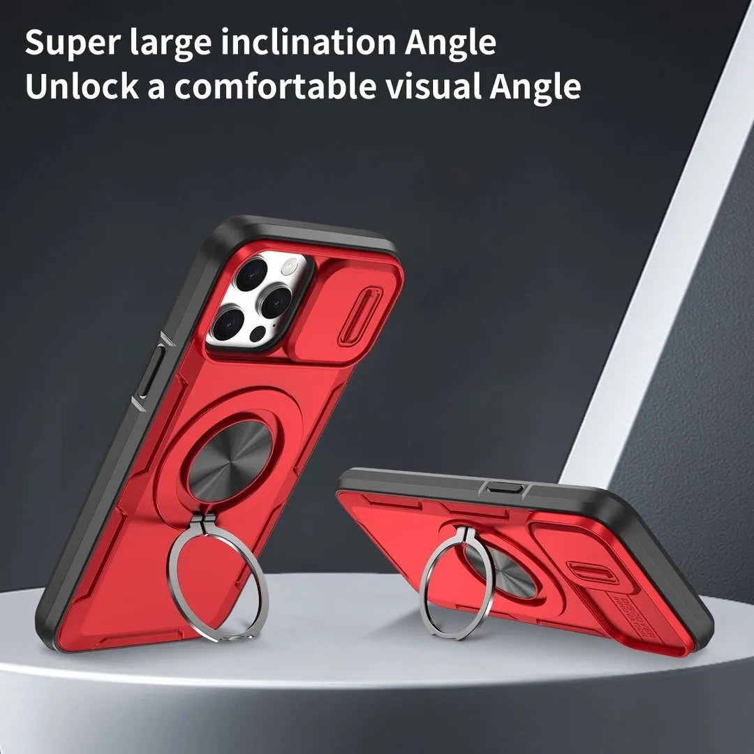 2-in-1 Magnetic Sliding Lens Case, Red for iPhone 13 Pro Max