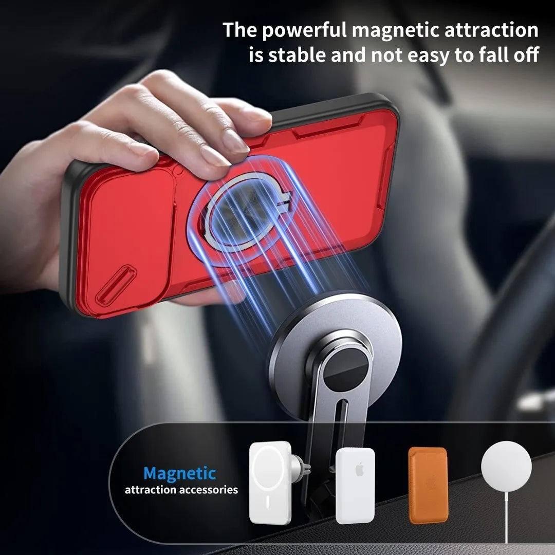 2-in-1 Magnetic Sliding Lens Case, Red for iPhone 17 Pro Max