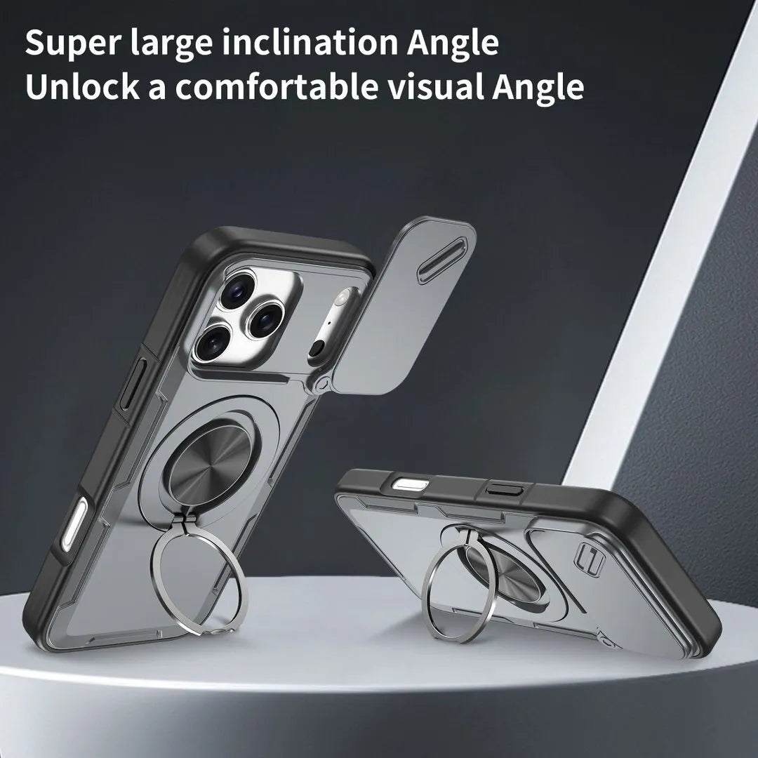 2-in-1 Magnetic Sliding Lens Case, Grey for iPhone 17 Pro