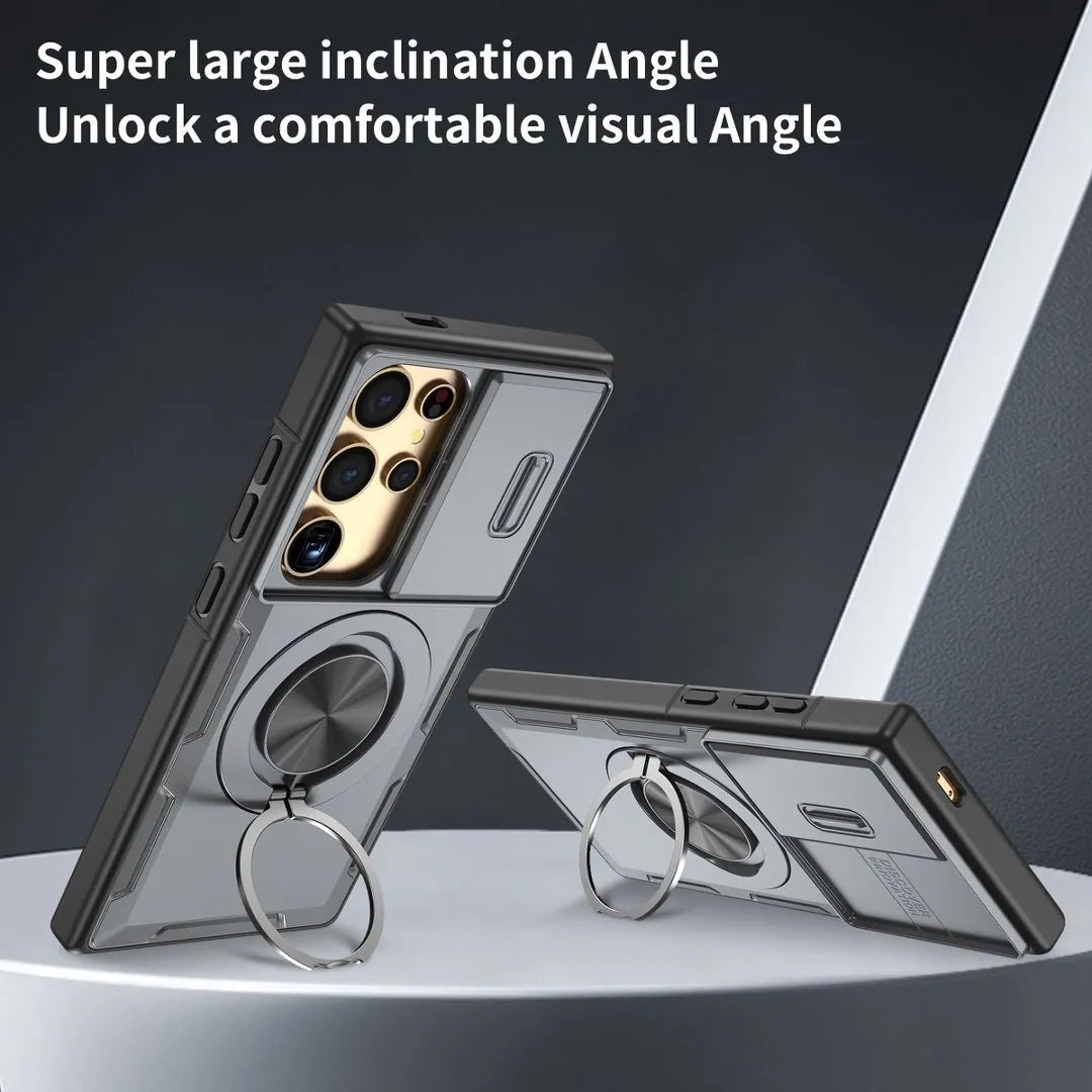 2-in-1 Magnetic Sliding Lens Case, Grey for Samsung S24Ultra