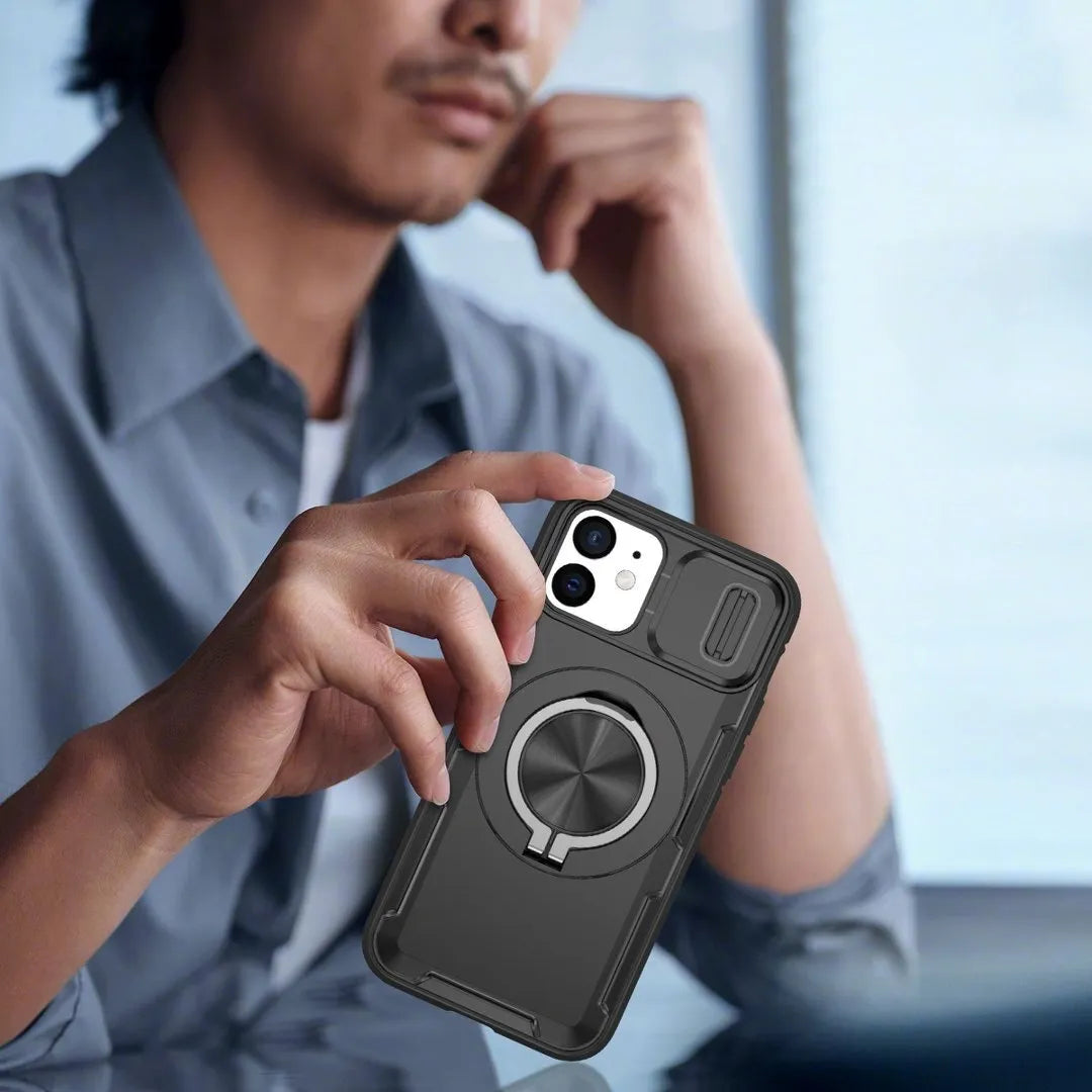 2-in-1 Magnetic Sliding Lens Case, Black for iPhone 12