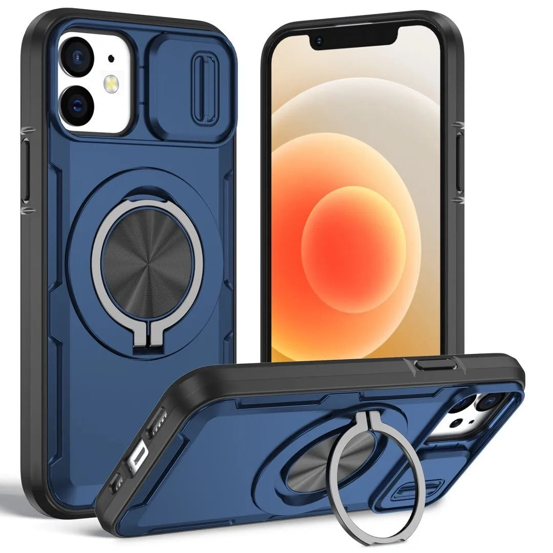 2-in-1 Magnetic Sliding Lens Case, Blue for iPhone 12