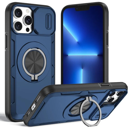 2-in-1 Magnetic Sliding Lens Case, Blue for iPhone 12 Pro