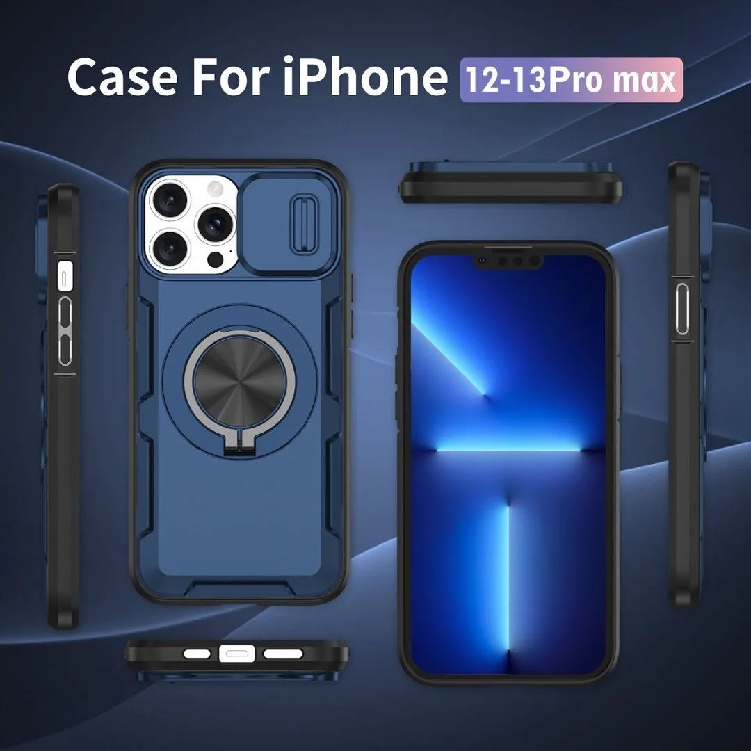 2-in-1 Magnetic Sliding Lens Case, Blue for iPhone 13 Pro Max