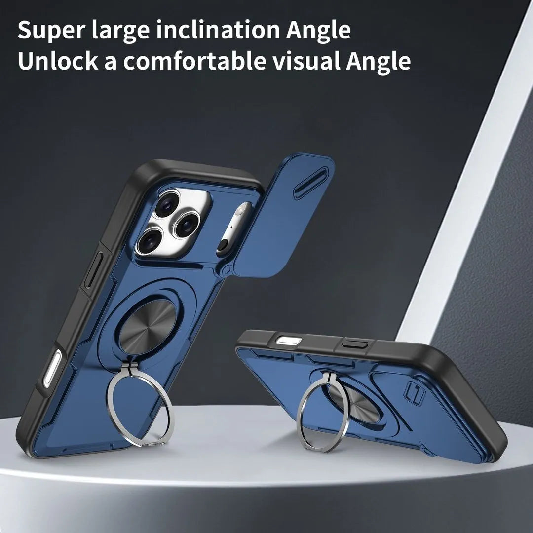 2-in-1 Magnetic Sliding Lens Case, Blue for iPhone 17 Pro Max