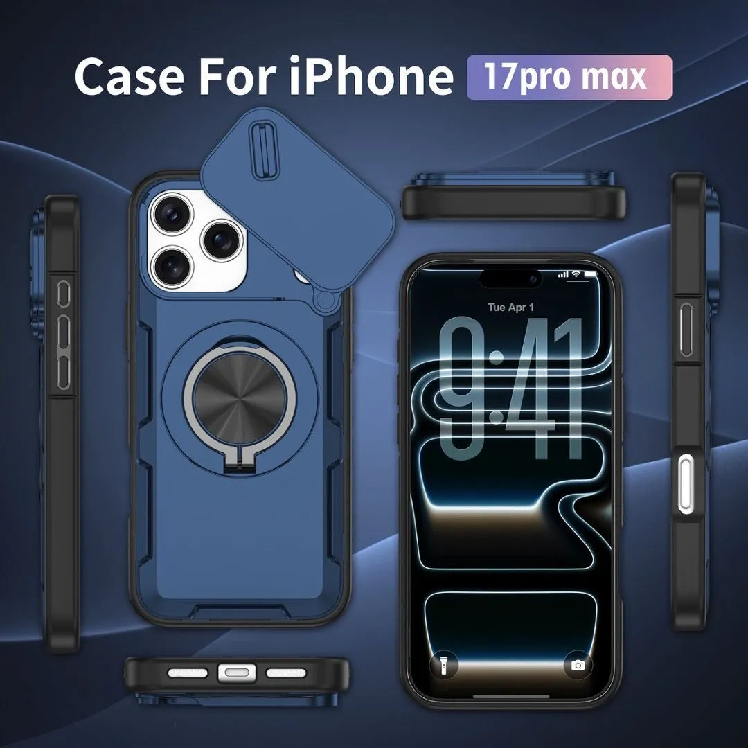2-in-1 Magnetic Sliding Lens Case, Blue for iPhone 17 Pro Max