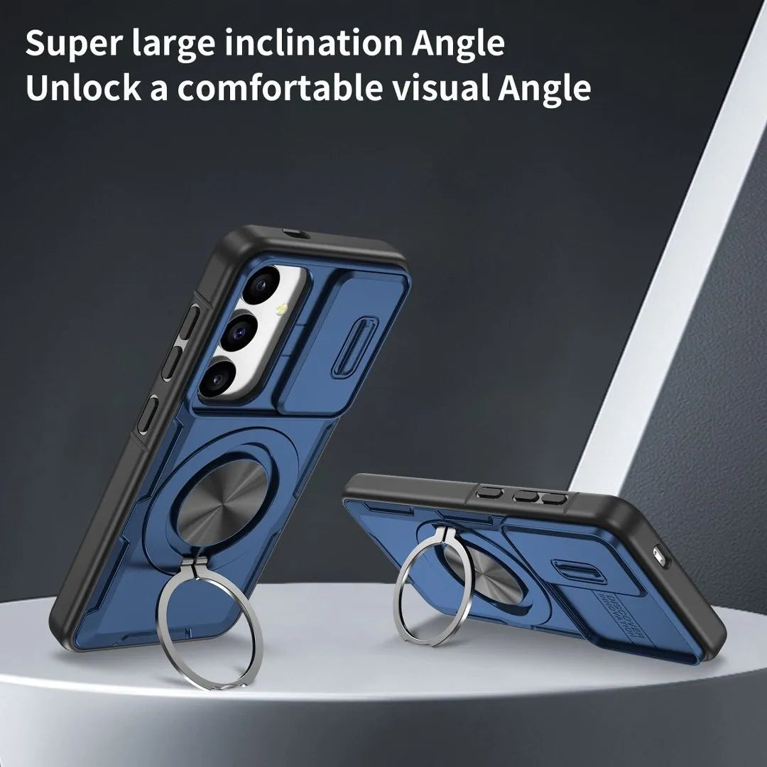2-in-1 Magnetic Sliding Lens Case, Blue for  Samsung S25