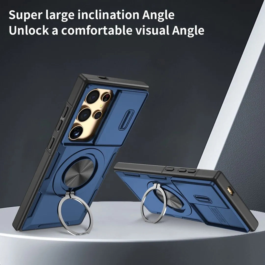 2-in-1 Magnetic Sliding Lens Case, Blue for  Samsung S25Ultra