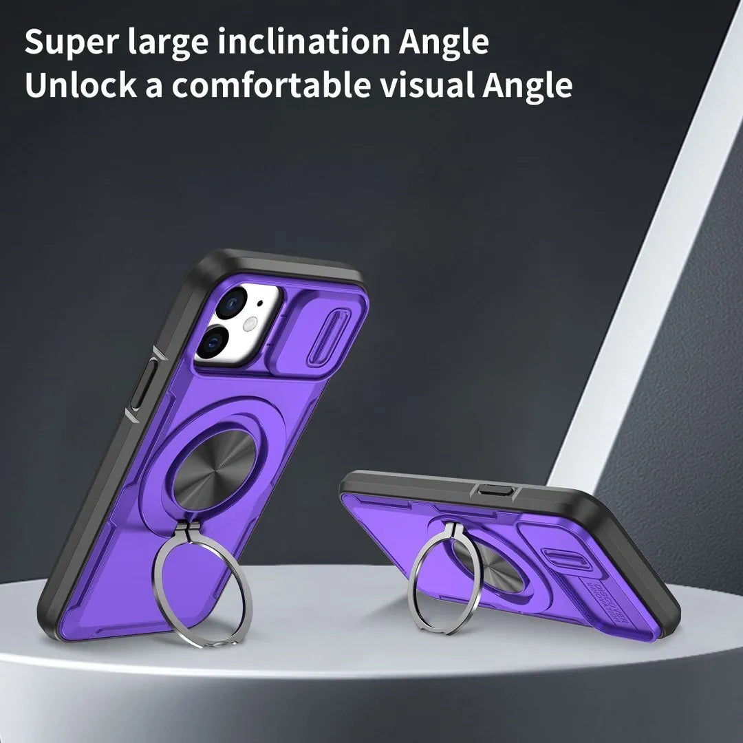 2-in-1 Magnetic Sliding Lens Case, Purple for iPhone 12
