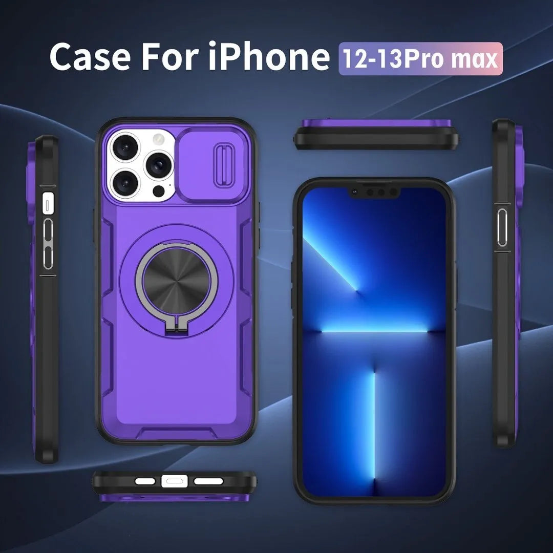 2-in-1 Magnetic Sliding Lens Case, Purple for iPhone 12 Pro