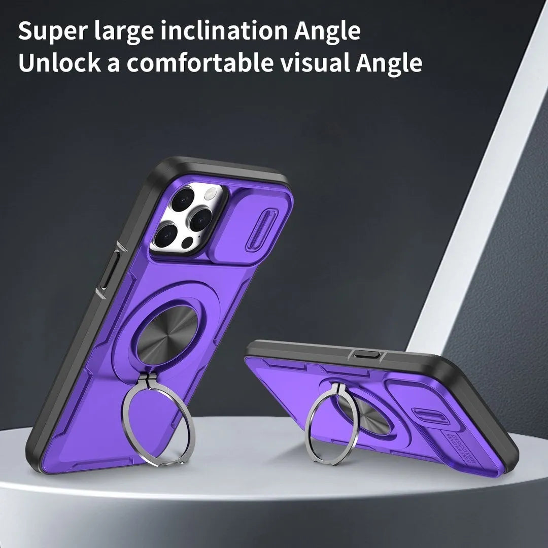 2-in-1 Magnetic Sliding Lens Case, Purple for iPhone 13