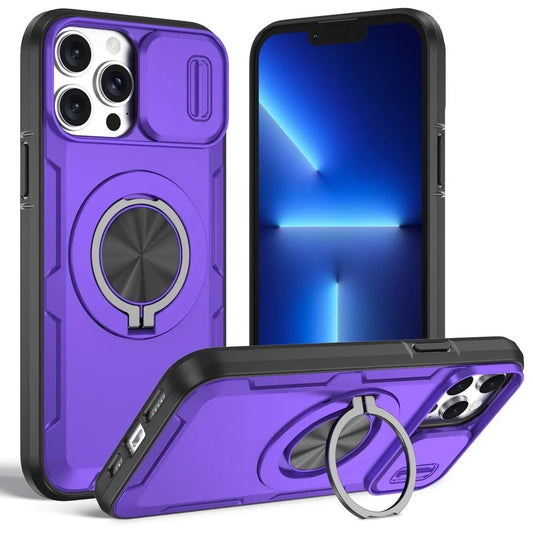2-in-1 Magnetic Sliding Lens Case, Purple for iPhone 13 Pro Max