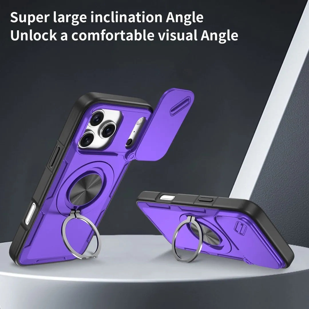 2-in-1 Magnetic Sliding Lens Case, Purple for iPhone 17 Pro Max