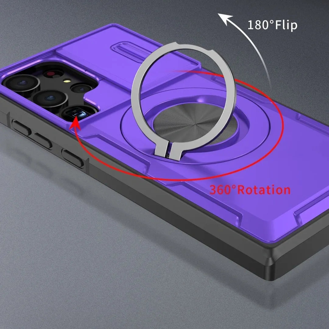 2-in-1 Magnetic Sliding Lens Case, Purple for Samsung S23Ultra