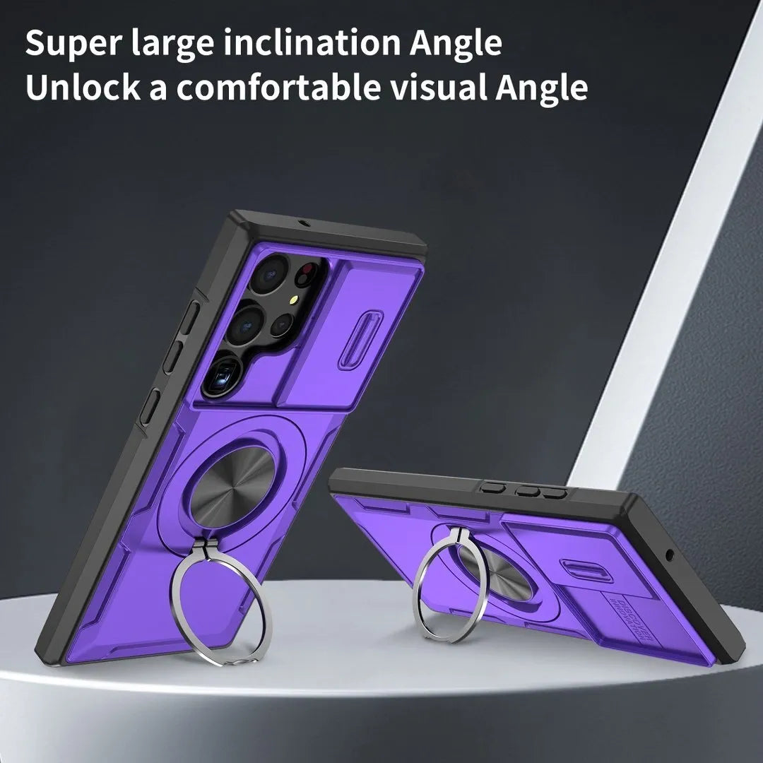 2-in-1 Magnetic Sliding Lens Case, Purple for Samsung S23Ultra