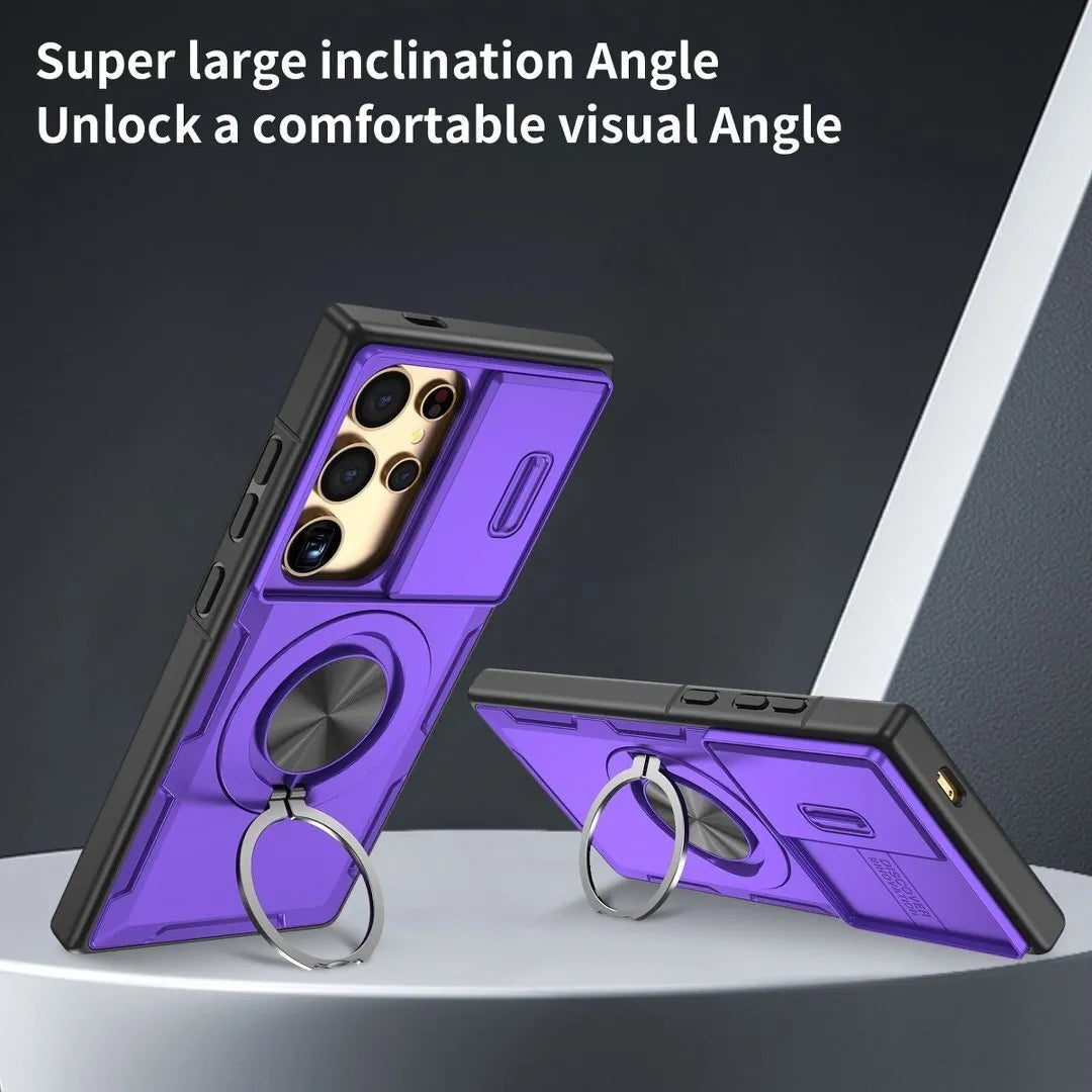 2-in-1 Magnetic Sliding Lens Case, Purple for Samsung S24Ultra