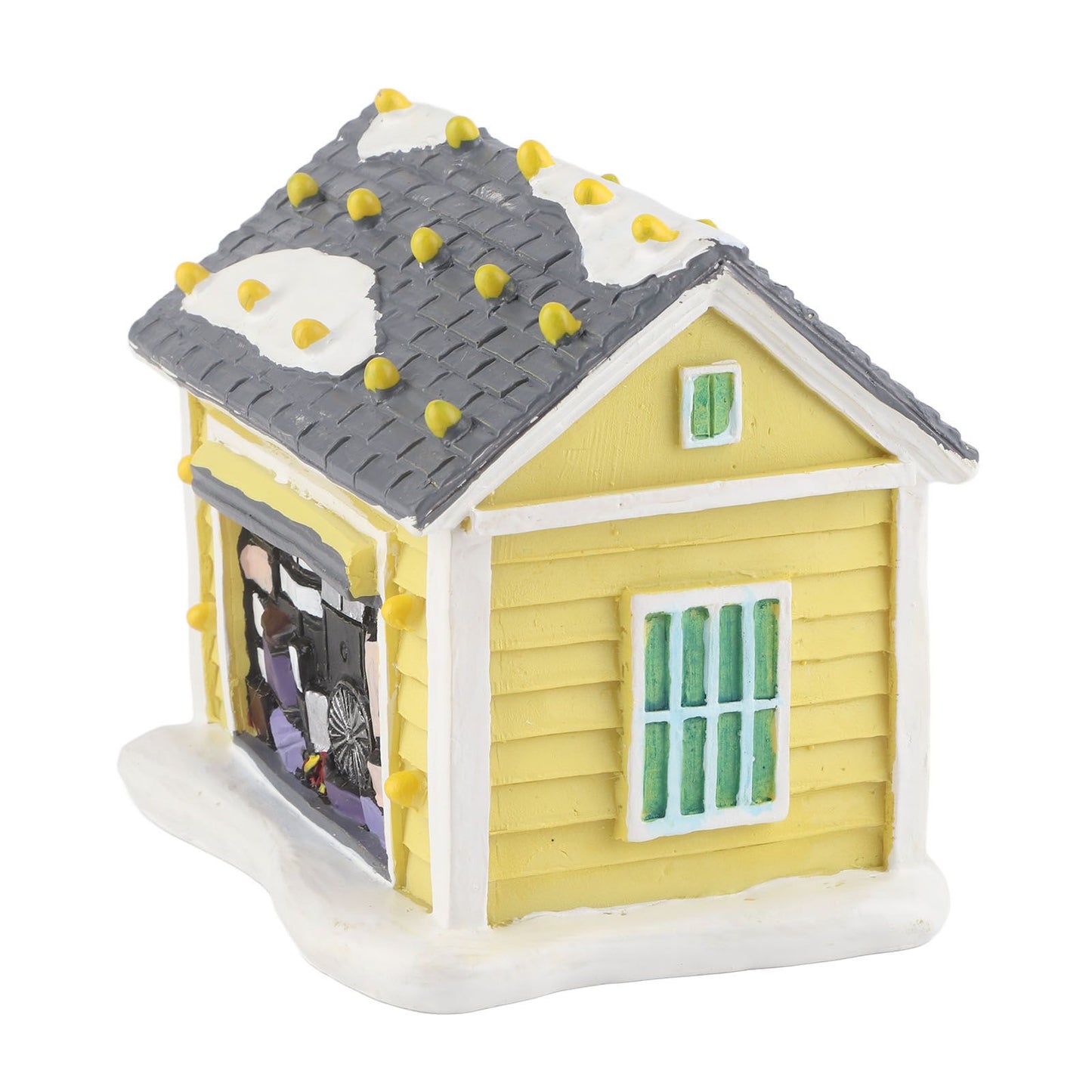 Christmas Village House LED Lighted Desk Building Resin House Statue Ornaments for Tabletop Centerpiece Fireplace Mantel